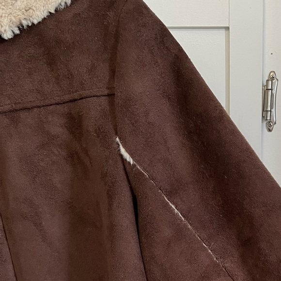 Brown & Cream Suede-like Jacket with Faux Fur Lining - Picture 6 of 6